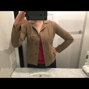 Pocketed, versatile light weight tan/beige jacket